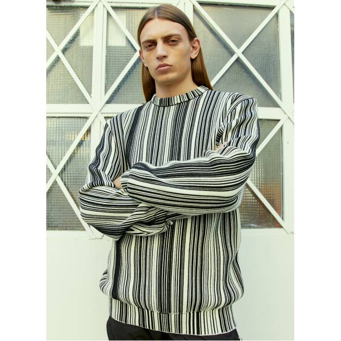 Vtmnts 【 Glitched Knitted Sweater Women Blk 】 トレーナー レディース