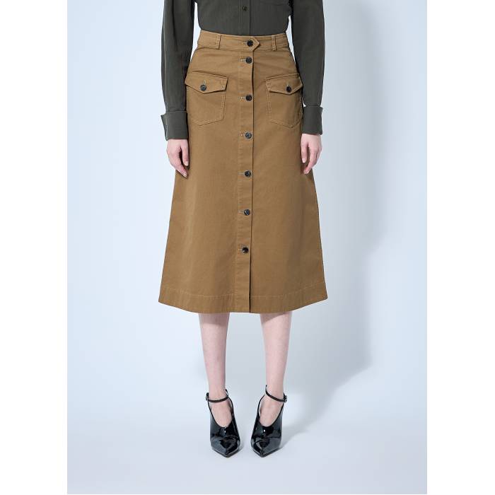 サンローラン Saint Laurent 【 Cotton Serge Midi Skirt Women Brn 】 レディース