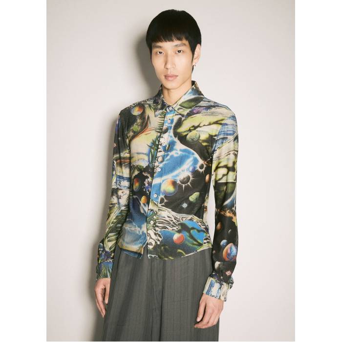 マーティンローズ Martine Rose 【 Printed Stretch Shirt Men Grn 】 メンズ