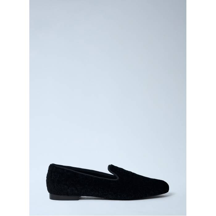 Toteme 【 Shearling-Lined Suede Loafers Women Blk 】 スエード・スウェード 置き目毛皮 レディース