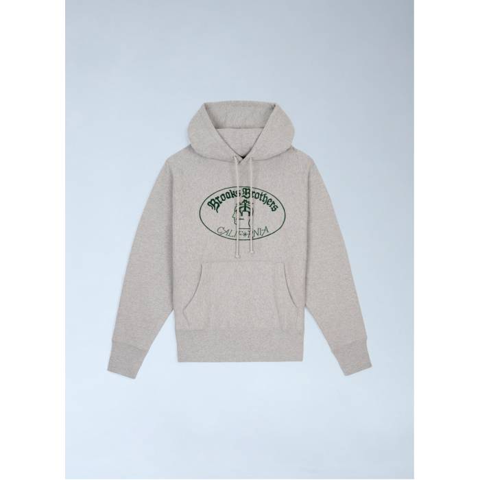 Brain Dead X Brooks Brothers 【 California Logo Hooded Sweatshirt Men Gry 】 カリフォルニア ロゴ フード付 スウェット トレーナー メンズ|スニケス