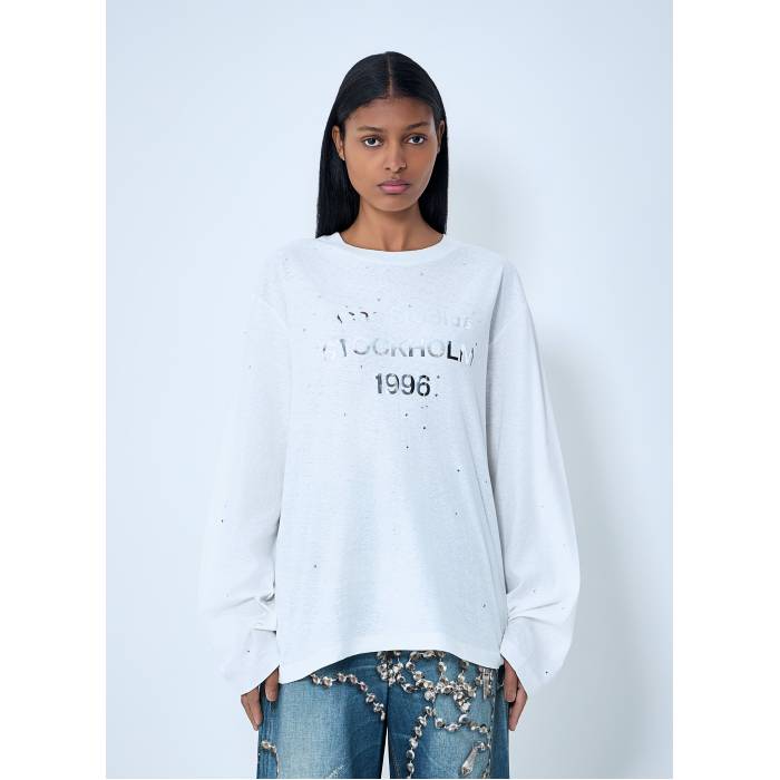 アクネストゥディオズ Acne Studios 【 Logo Print Long Sleeve T-Shirt Women Wht 】 ロゴ Sleeve スリーブ Tシャツ レディース 102,080円