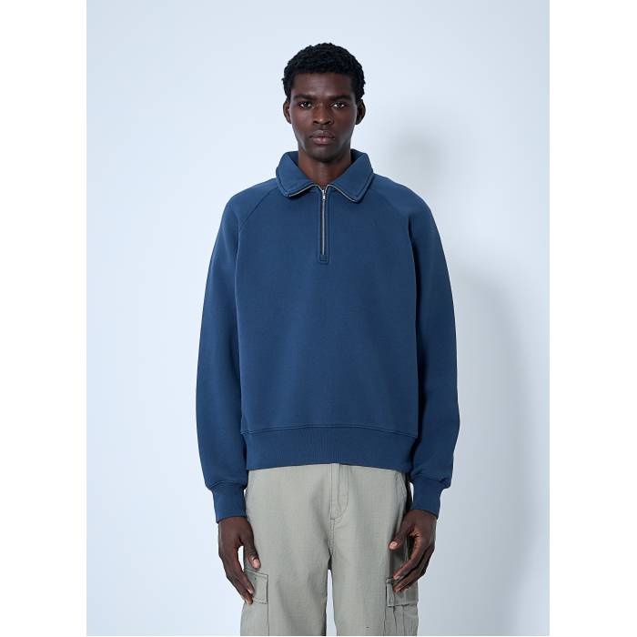 【 Stand Collar Sweatshirt Men Blu 】 スウェット トレーナー メンズ