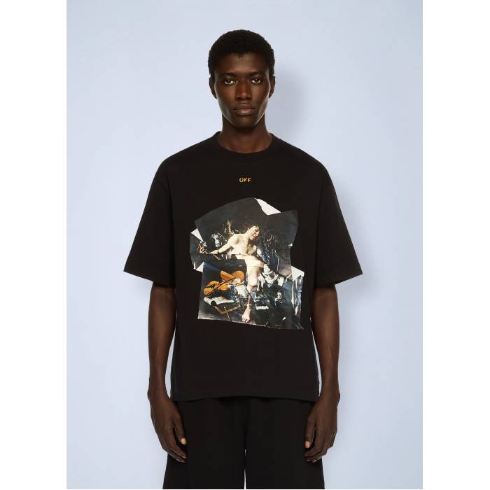 オフホワイト Off-White 【 Cupid Paper Skate Logo T-Shirt Men Blk 】 Skate スケート ロゴ Tシャツ メンズ