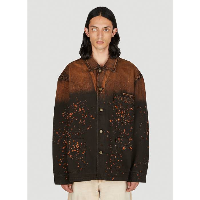 Guess Usa 【 Splattered Denim Chore Jacket Men Blk 】 デニム Jacket ジャケット メンズ
