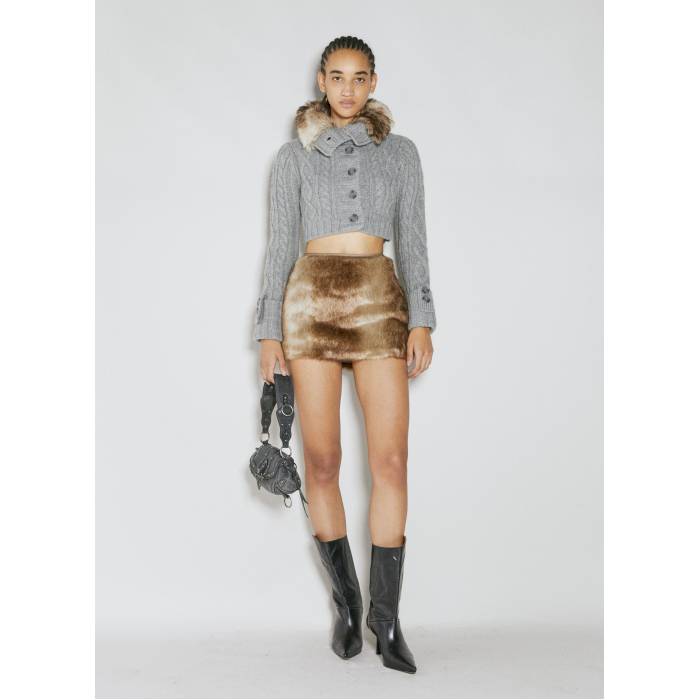 Guess Usa 【 Faux Fur Cable Sweater Women Gry 】 調教師 レディース