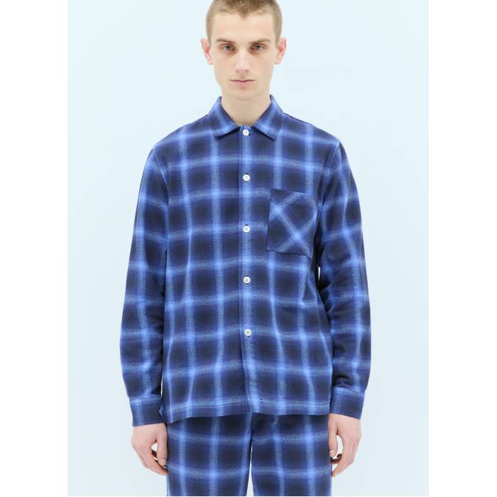 Tekla 【 Plaid Pyjama Shirt Women Nav 】 パジャマ レディース