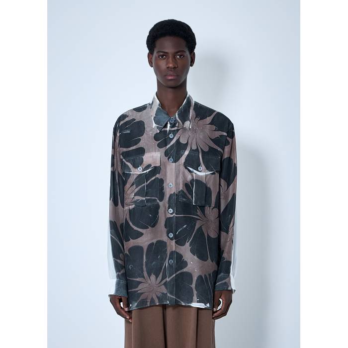 Dries Van Noten 【 Floral Silk Shirt Men Brn 】 メンズ