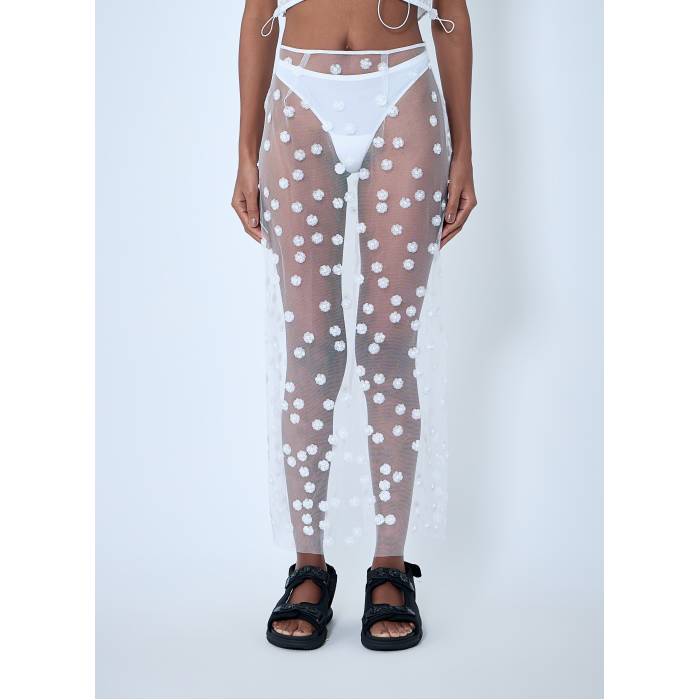 Cecilie Bahnsen 【 Sheer Floral Overlay Skirt Women Wht 】 レディース｜スニケス
