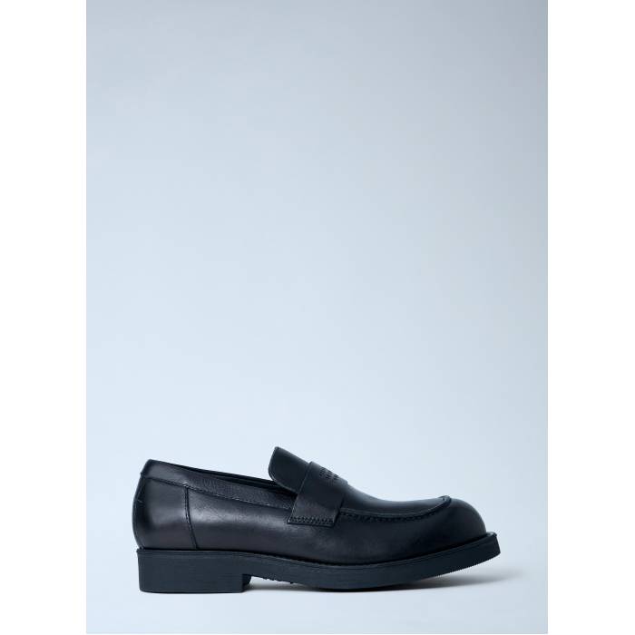 棲み家 マルジェラ Mm6 Maison Margiela 【 Leather Penny Loafers Men Blk 】 なめし革 ペニー 置き目毛皮 メンズ