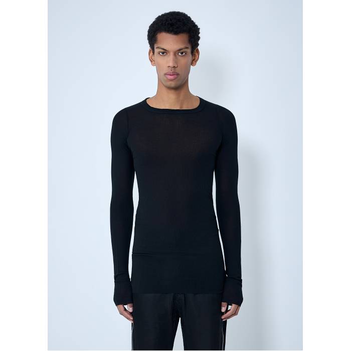 リックオウエンス Rick Owens 【 Ribbed Long Sleeve Top Men Blk 】 Sleeve 衣袂 メンズ