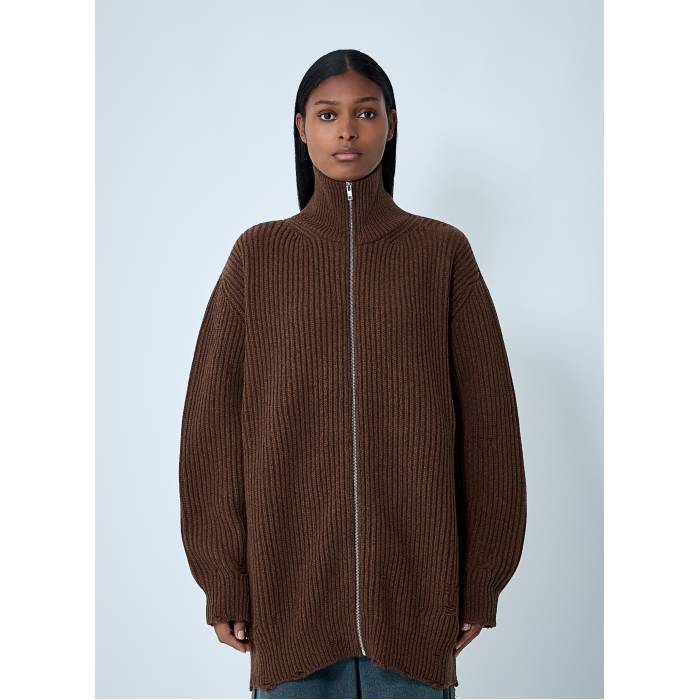 メゾン マルジェラ Mm6 Maison Margiela 【 Ribbed Knit Jacket Women Brn 】 ニット Jacket ジャケット レディース