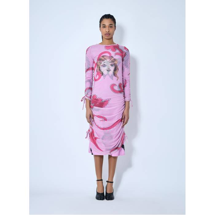 Chopova Lowena 【 Ruched Printed Mesh Dress Women Pin 】 ドレス レディース 56,045円