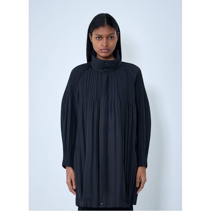 Pleats Please Issey Miyake 【 Pleated High-Neck Coat Women Blk 】 レディース