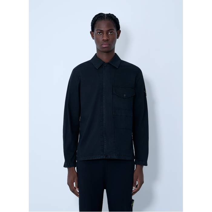 ストーンアイランド Stone Island 【 Logo Patch Shirt Men Blk 】 ロゴタイプ メンズ