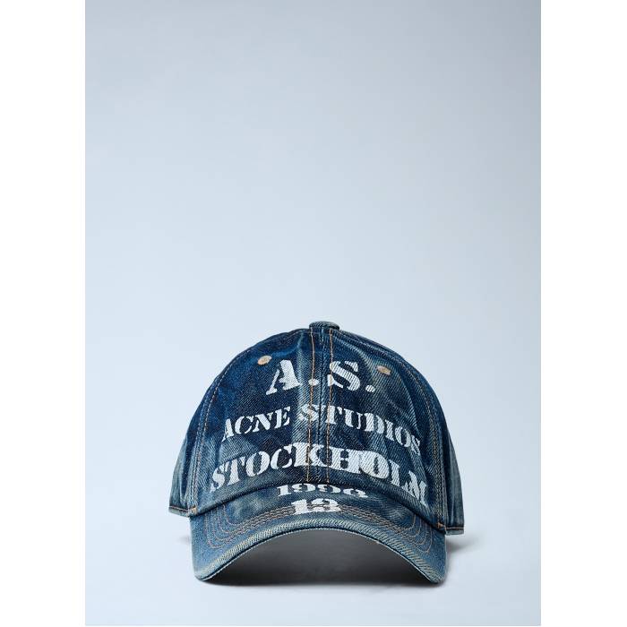 アクネストゥディオズ Acne Studios 【 Logo Motif Baseball Cap Men Den 】 ロゴタイプ 野球 旗がしら かぶり笠 メンズ