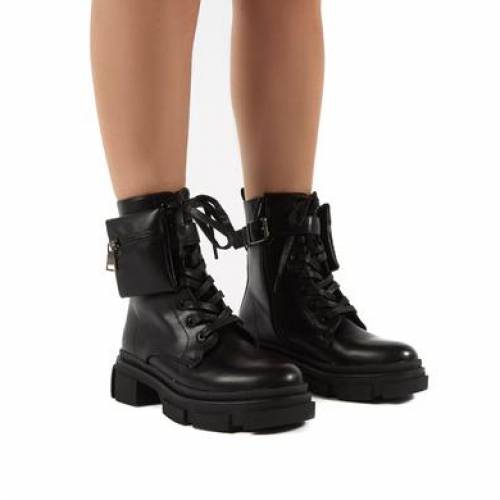 世間的ディザイア Public Desire 黒いこと 黒人 ブーツ レディース Public Desire Ramona Black Chunky Lace Up Pouch Detail Ankle Biker Boots A Blk 流行り物商品名 軽い ファッション スニーカー Plataformapuma Com