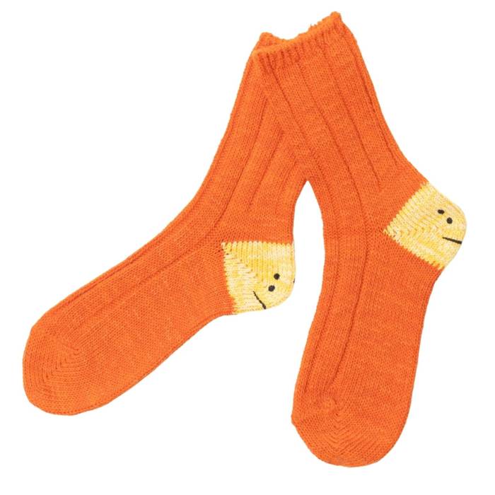 Kapital 【 56 Yarns Ma-1 Rainbowy Happy Heel Socks Unisex Orange 】 ヒール ソックス・靴下 ユニセックス orange 橙・オレンジ