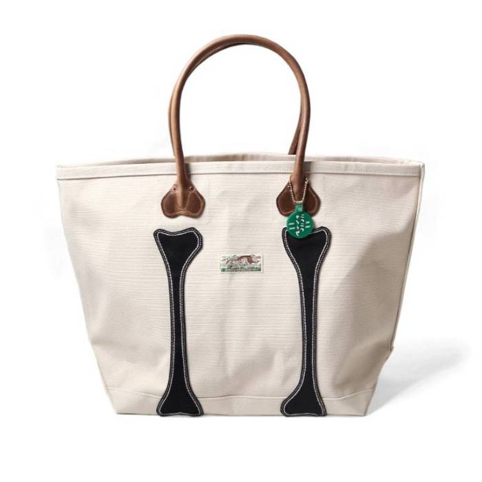 Kapital 【 #4 Canvas Ko.tsu.ko.tsu. Tote Bag (M) Unisex Ecru/Black 】 バッグ ユニセックス 黒色 ブラック