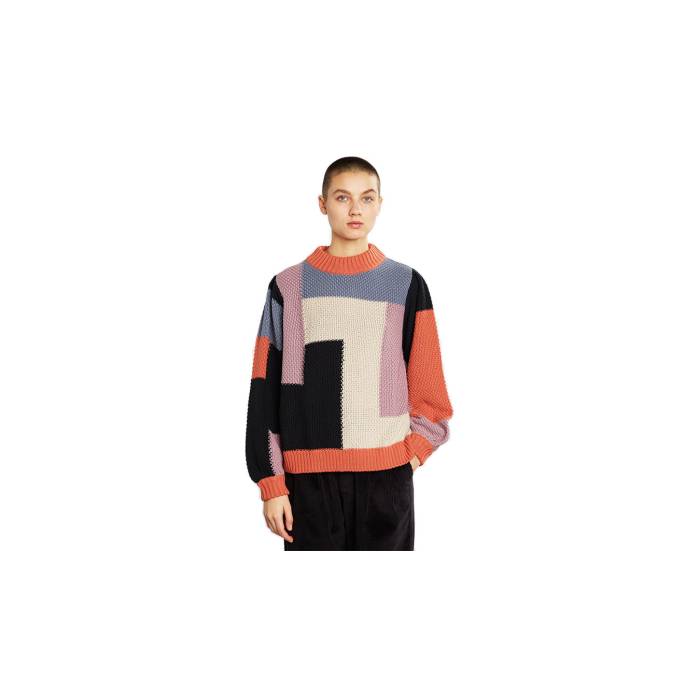 Dedicated 【 Sweater Knitted Rutbo Blocks Multi Berry Women Multicolor 】 トレーナー レディースファッション トップス ニット セーター セーター レディース