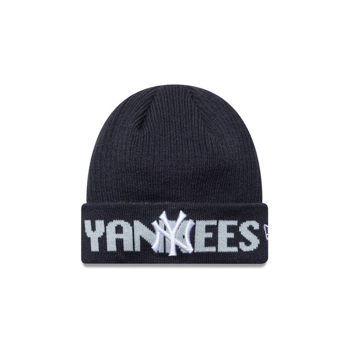 ニュー内鰓 New Era 【 Knit Medium Mlb Wordmark Beanie Neyyan Men Blue 】 編み物 旗がしら かぶり笠 メンズ 青味 青み