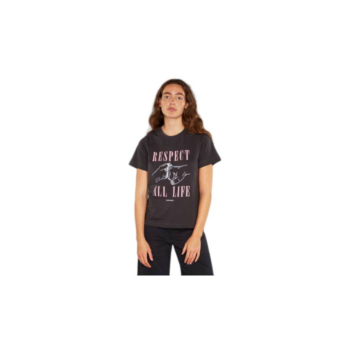Dedicated 【 T-Shirt Mysen Respect Life Charcoal Women Grey 】 Tシャツ チャコール レディースファッション トップス Tシャツ カットソー レディース 灰色 グレー