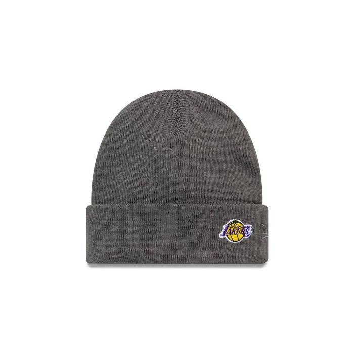 ニュー内鰓 New Era 【 Knit Medium Nba Mini Logo Cuff Beanie Loslak Men Grey 】 編み物 ロゴタイプ 旗がしら かぶり笠 メンズ 薄墨色 薄墨色