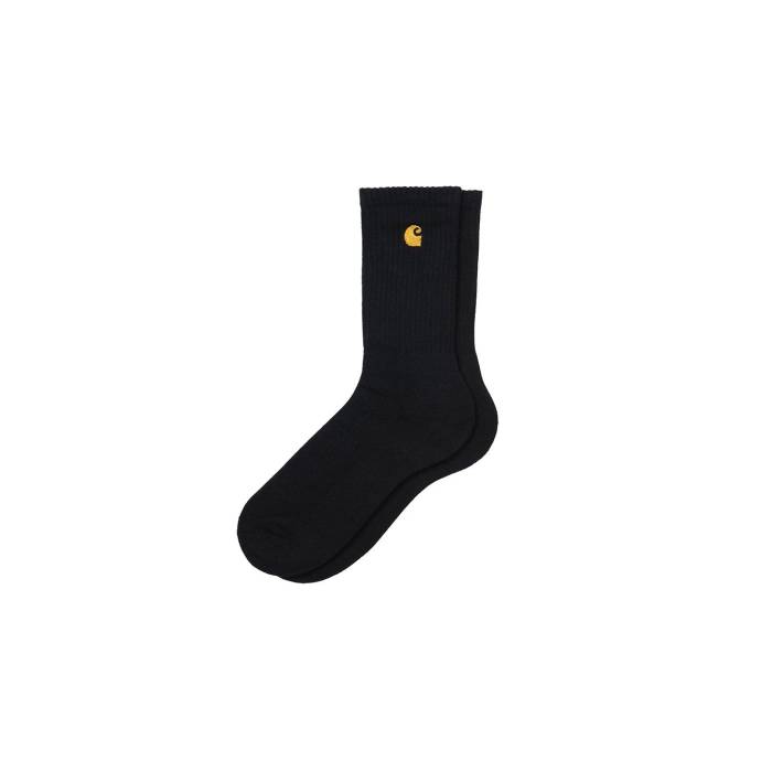 カーハート ダブリューアイピー Carhartt Wip 【 Chase Socks Unisex Black 】 チェイス ソックス・靴下 ユニセックス 黒色 ブラック｜スニケス