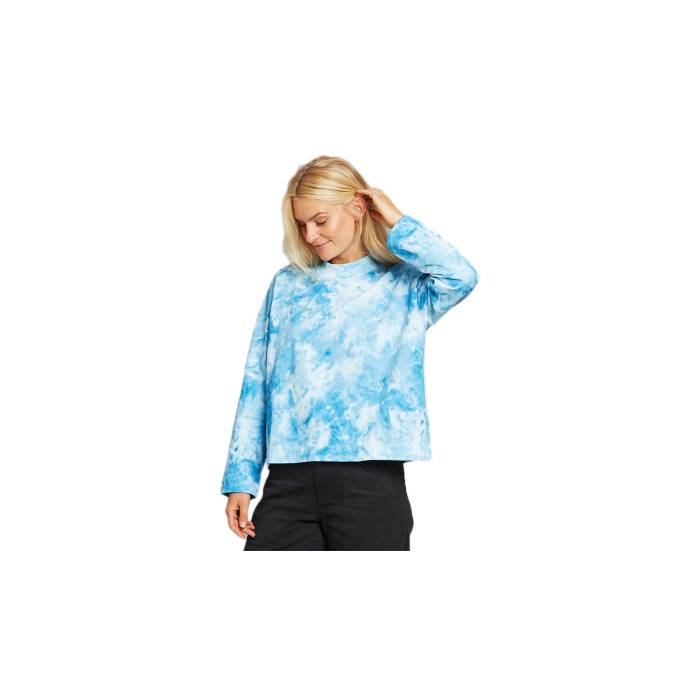 Dedicated 【 Loose Sweatshirt Lerdala Tie Dye Blue Women Blue 】 スウェット トレーナー ネクタイ 青色 ブルー レディースファッション トップス スウェット トレーナー レディース 青色 ブルー