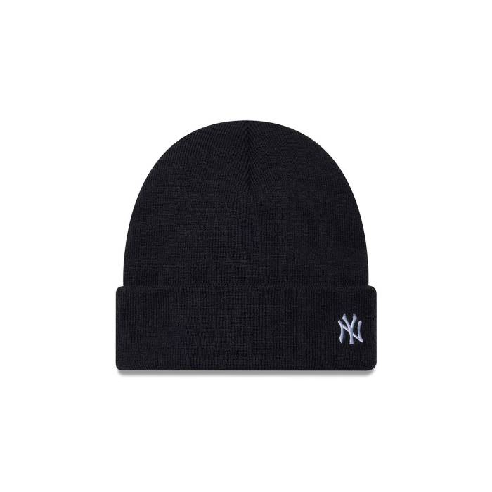 ニュー内鰓 New Era 【 Knit Medium Mlb Mini Logo Cuff Beanie Neyyan Men Blue 】 編み物 ロゴタイプ 旗がしら かぶり笠 メンズ 青味 青み
