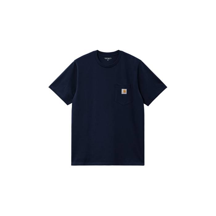 カーハート ダブリューアイピー Carhartt Wip 【 S/S Pocket T-Shirt Dark Navy Men Blue 】 半袖 Tシャツ Tシャツ 紺色 ネイビー メンズファッション トップス Tシャツ カットソー メンズ 青色 ブルー