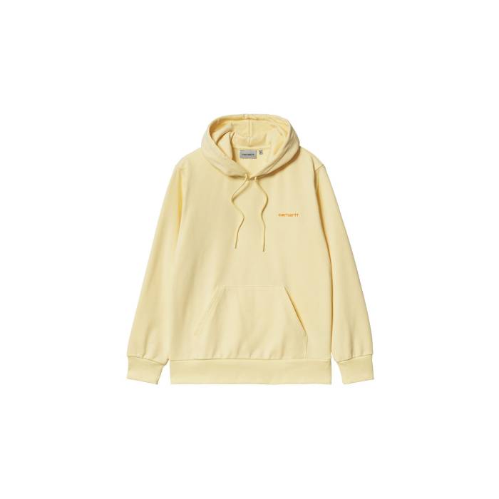カーハート ダブリューアイピー Carhartt Wip 【 Hooded Script Embroidery Soft Yellow Men Yellow 】 フード付 スクリプト yellow 黄色・イエロー メンズファッション トップス パーカー メンズ yellow 黄色・イ