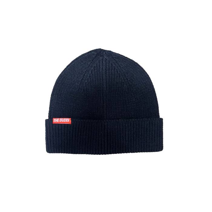 The Dudes 【 Logo Vermillon Nut Warmer Beanie Unisex Black 】 ロゴタイプ 旗がしら かぶり笠 ユニ一発やる 黒いこと 黒いこと