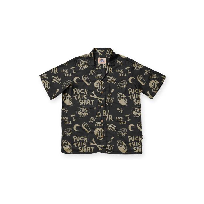 The Dudes 【 Rack And Rall Hawaiian Shirt Men Black 】 メンズファッション トップス Tシャツ カットソー メンズ 黒色 ブラック