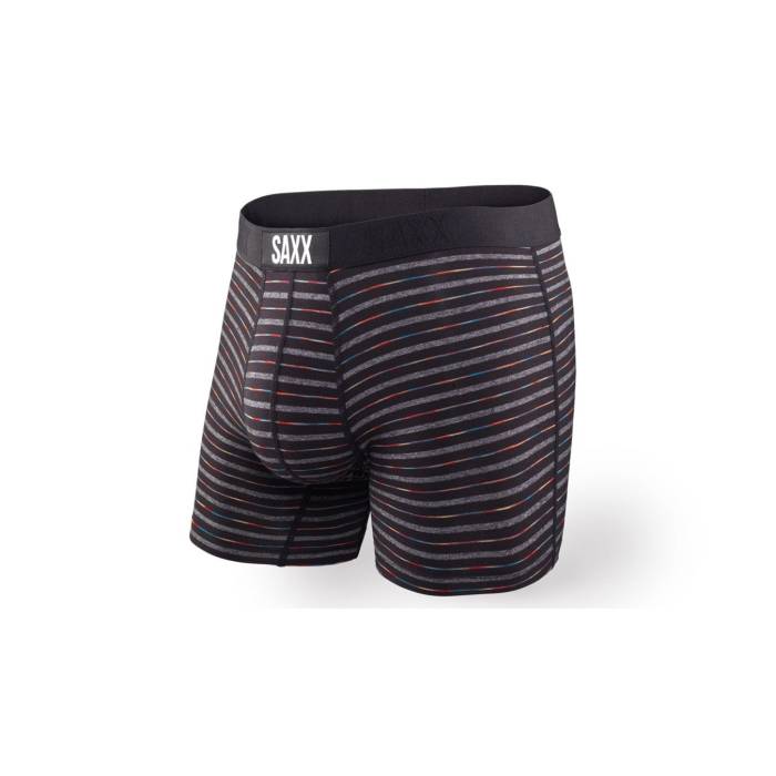 Saxx 【 Vibe Boxer Brief Black Gradient Stripe Men Black 】 バイブ 黒いこと 黒いこと Stripe 縞模様 メンズ 黒いこと 黒いこと