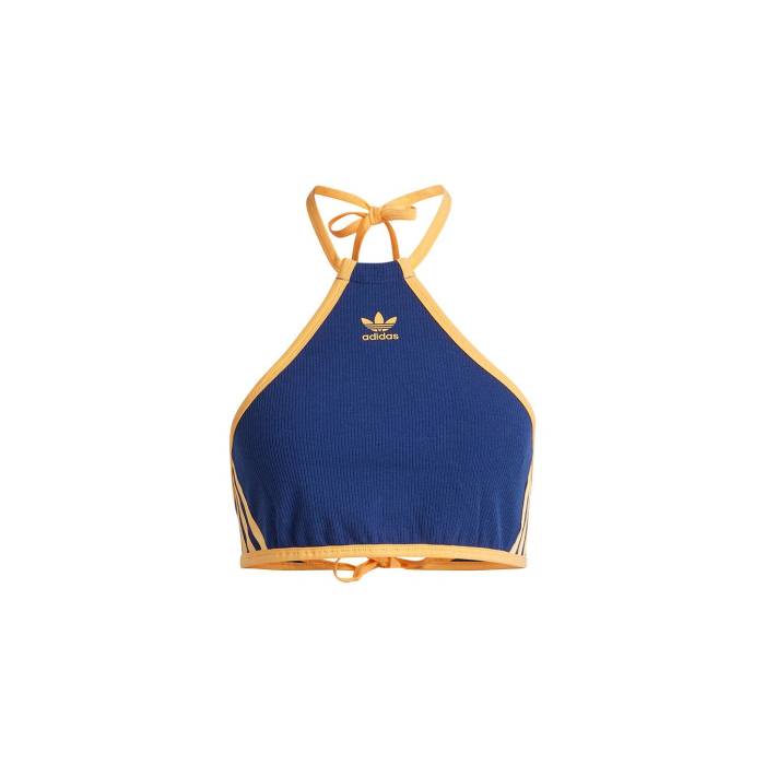 アディダス Adidas Originals 【 Adidas Rib Neck Top Women Blue 】 アディダス レディース 青味 青み