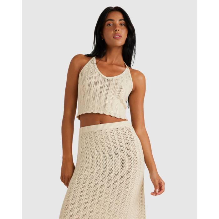 ルーカ Rvca 【 Womens Crochet Halter Tank Top Womens Natural 】 レディース タンクトップ レディース ナチュラル