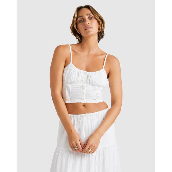 【★百貨店SALE★6/11十二時2時迄】散らし広告ボン Billabong 【 Womens High Tides Crop Top Womens White 】 レディース 御機嫌 Crop クロップ レディース 白いこと 白いこと