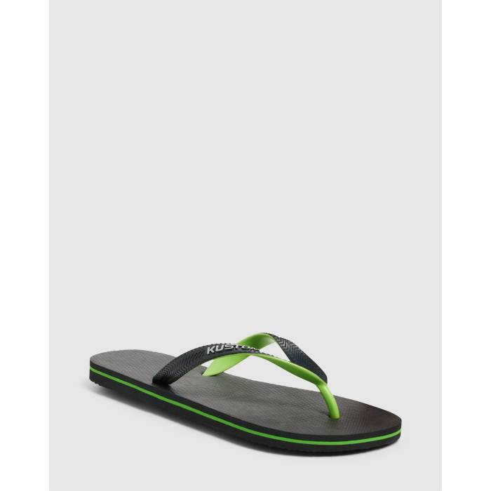 Kustom 【 Mens Blend Base Thongs Mens Black Green 】 メンズ メンズ 黒色 ブラック green 緑・グリーン
