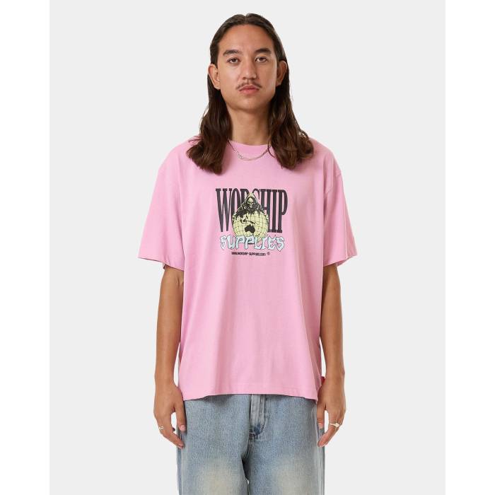 【★百貨店SALE★6/11真夜中2時迄】Worship 【 Mens Domination T-Shirt Mens Lilac Chiffon 】 メンズ ティーシャツ メンズ
