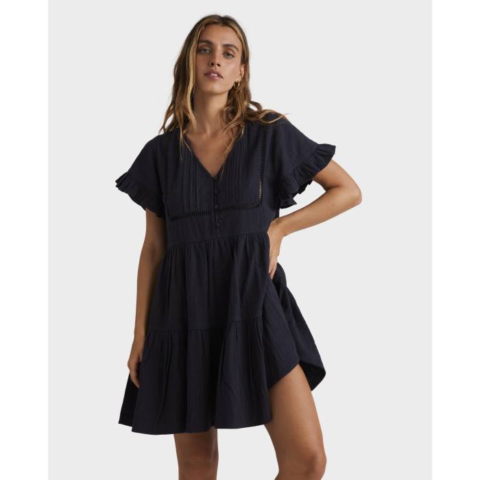 【★百貨店SALE★6/11真夜中2時迄】散らし広告ボン Billabong 【 Womens Camden Mini Dress Womens Washed Black 】 レディース 御召しもの レディース 黒いこと 黒いこと