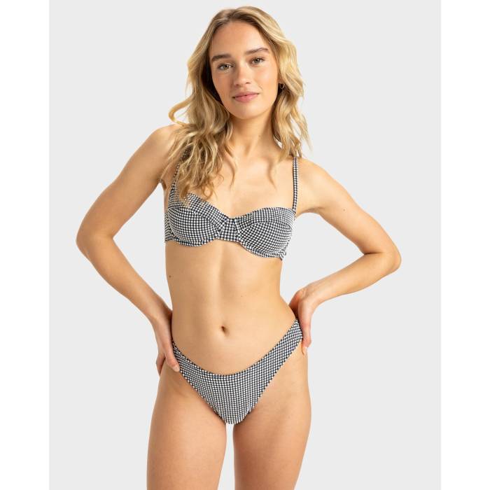 【★百貨店SALE★6/11真夜中2時迄】ロキシー Roxy 【 Womens Gingham Hi Cheeky Bikini Bottom Womens Anthracite 】 レディース ズボン ボトムス レディース