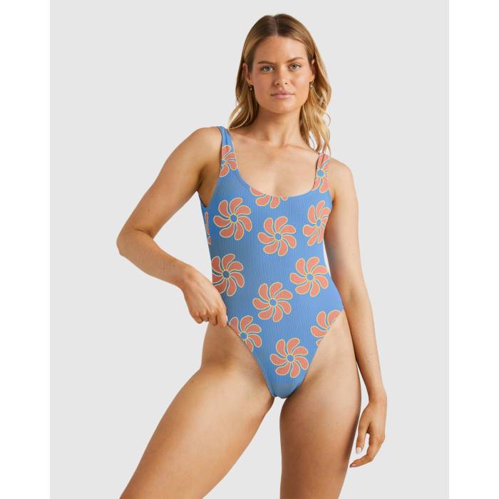 【★百貨店SALE★6/11真夜中2時迄】散らし広告ボン Billabong 【 Womens Sundial Tanker One Piece Swimsuit Womens Blue 】 レディース 水泳着 レディース 青碧 青碧