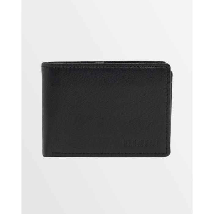 エレメント Element 【 Mens Chief Leather Tri-Fold Wallet Mens Flint Black 】 メンズ チーフ レザー Wallet ウォレット・財布 メンズ 黒色 ブラック｜スニケス