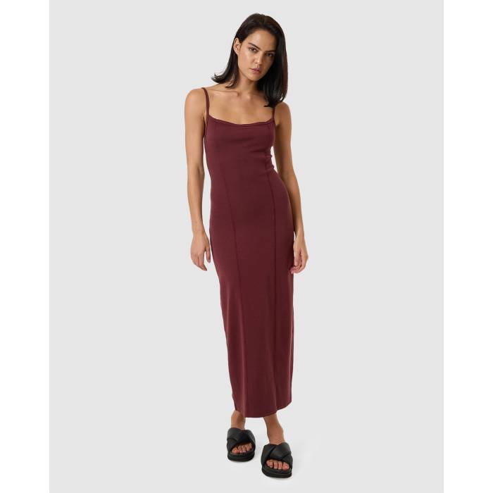 Thrills 【 Womens Rib Seam Maxi Dress Womens Dark Cherry 】 レディース ドレス レディース