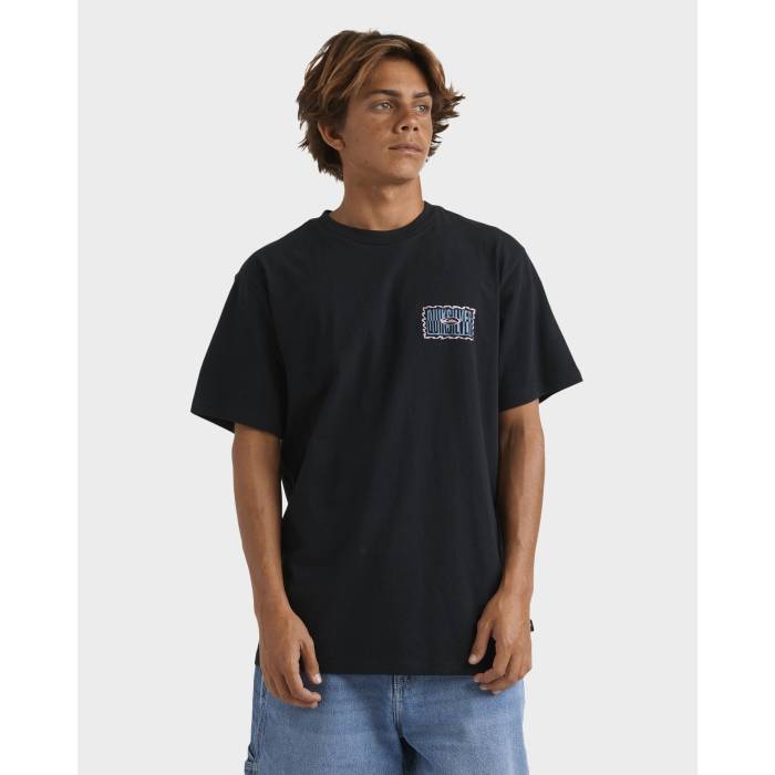 【★百貨店SALE★6/11十二時2時迄】クイックしろがね色 Quiksilver 【 Mens Twisted Tides T-Shirt Mens Black 】 メンズ プルオーバー メンズ 黒いこと 黒いこと