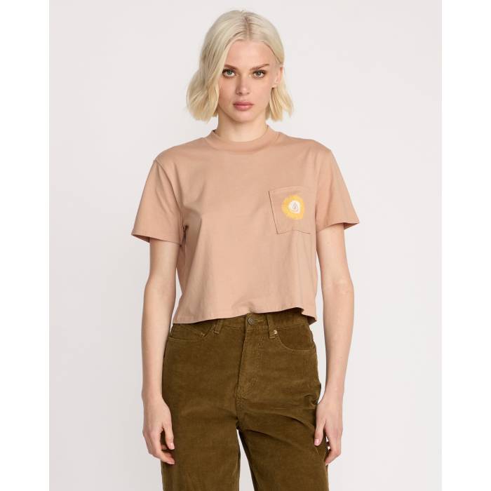 ボルコム Volcom 【 Womens Pocket Dial T-Shirt Womens Wet Sand 】 レディース プルオーバー レディース 砂色・真砂