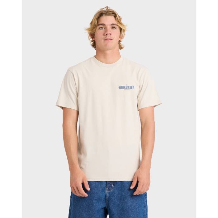 【★百貨店SALE★6/11真夜中2時迄】クイックしろがね色 Quiksilver 【 Mens Coastal Crest T-Shirt Mens Moonstruck 】 メンズ ティーシャツ メンズ