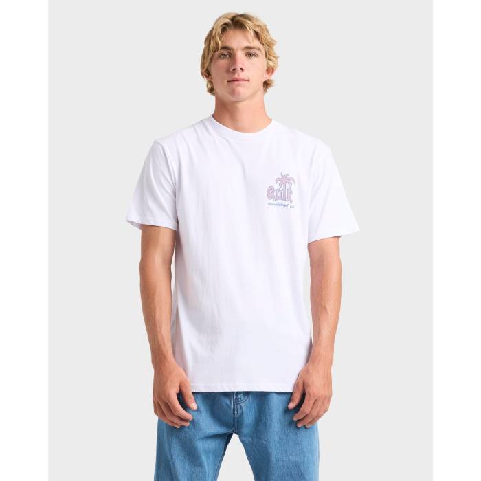 【★百貨店SALE★6/11真夜中2時迄】クイックしろがね色 Quiksilver 【 Mens Palm Relax T-Shirt Mens White 】 メンズ 伸び伸びする ティーシャツ メンズ 白いこと 白いこと
