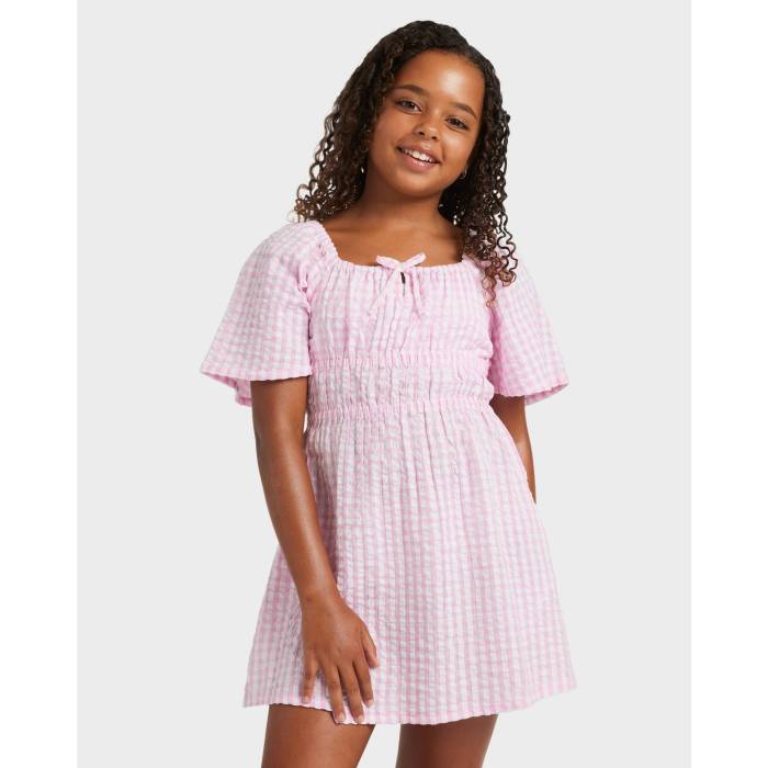 【★百貨店SALE★6/11真夜中2時迄】ロキシー Roxy 【 Girls 8-16 Daisy Check Mini Dress Girls Bonbon 】 御召しもの お坊っちゃん キッズ